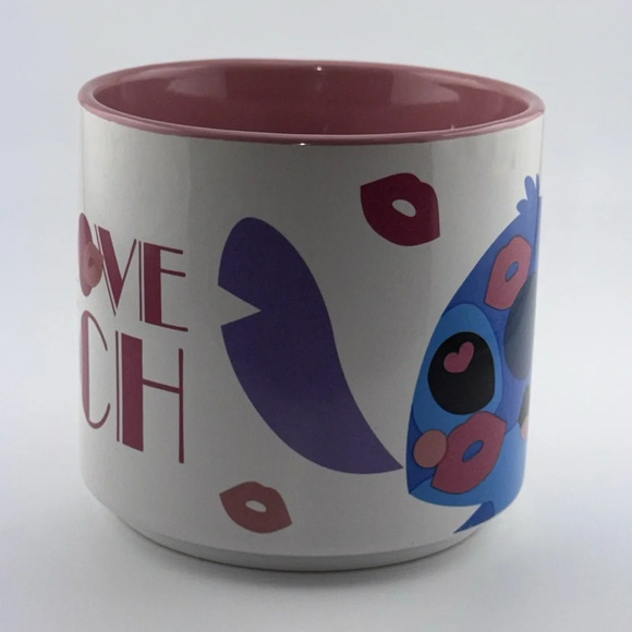 NWT DISNEY LILO & STITCH KISSES VALENTINE’S DAY COFFEE/TEA CUP/MUG PINK - Picture 5 of 6